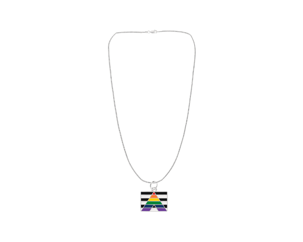 Rectangle Straight Ally LGBTQ Pride Necklaces, LGBTQ Gay Pride Awareness