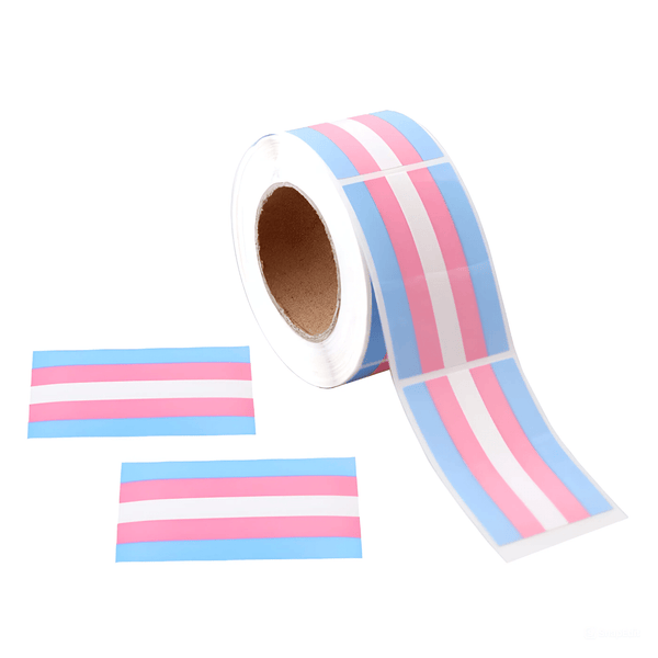 Rectangle Transgender Pride Stickers (250 per Roll)