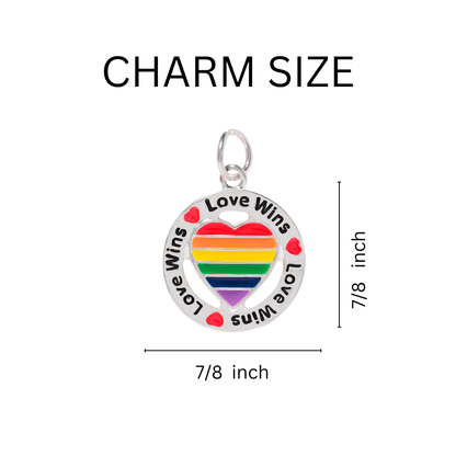 Round Rainbow Heart Love Wins Charms - We are Pride