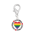  Wholesale Round Rainbow Heart Love Wins Hanging Charms 