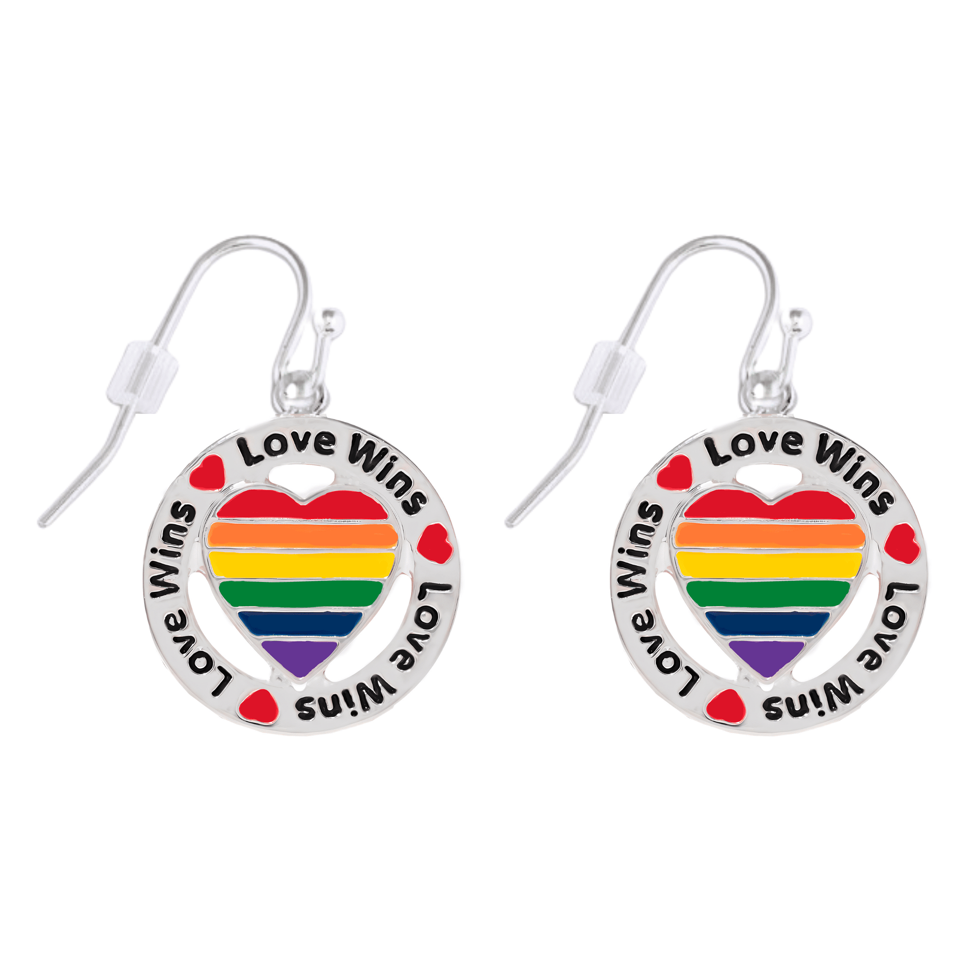  Wholesale Round Rainbow Love Wins Hanging Earrings 