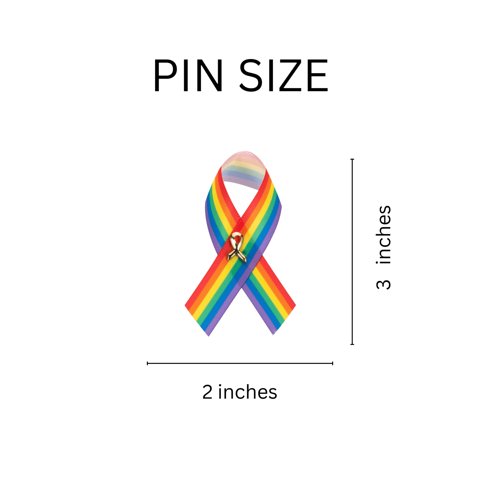 Satin Rainbow Ribbon Pin, Inexpensive Rainbow Ribbon PRIDE Pins