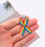 Satin Rainbow Ribbon Pin, Inexpensive Rainbow Ribbon PRIDE Pins