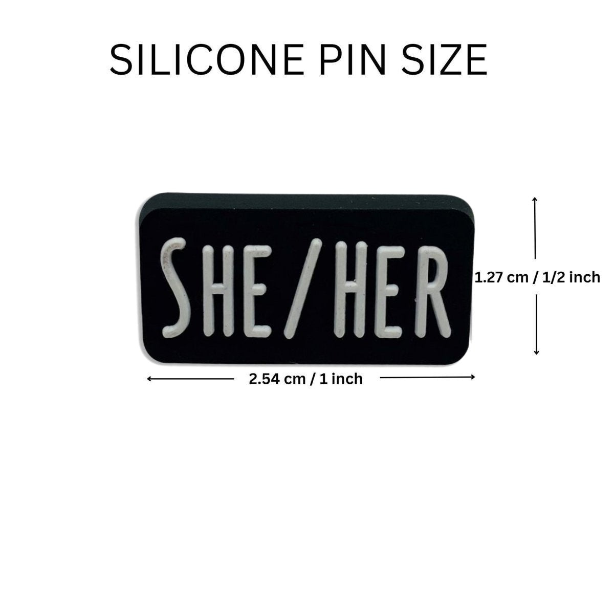 He Him Black Rectangle Silicone Pronoun Pins for Gay Pride