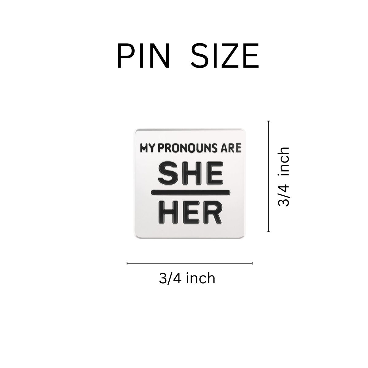 Wholesale She/Her Pronoun Square Pins for Gay Pride, Pronoun Jewelry