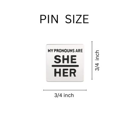 Wholesale She/Her Pronoun Square Pins for Gay Pride, Pronoun Jewelry