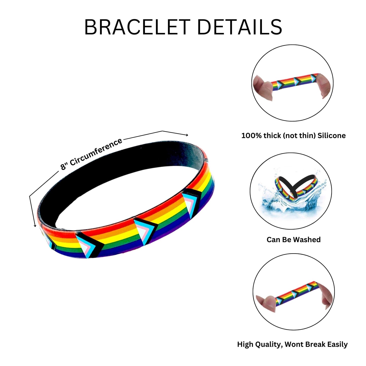 Daniel Quasar Flag Silicone Bracelet Wholesale, Gay Pride Wristbands