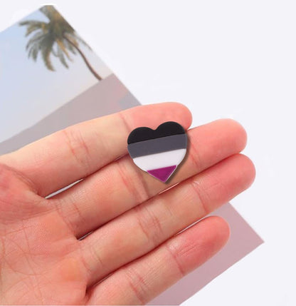 Asexual Heart Shaped Pins, LGBTQ Gay Pride Pins in Bulk