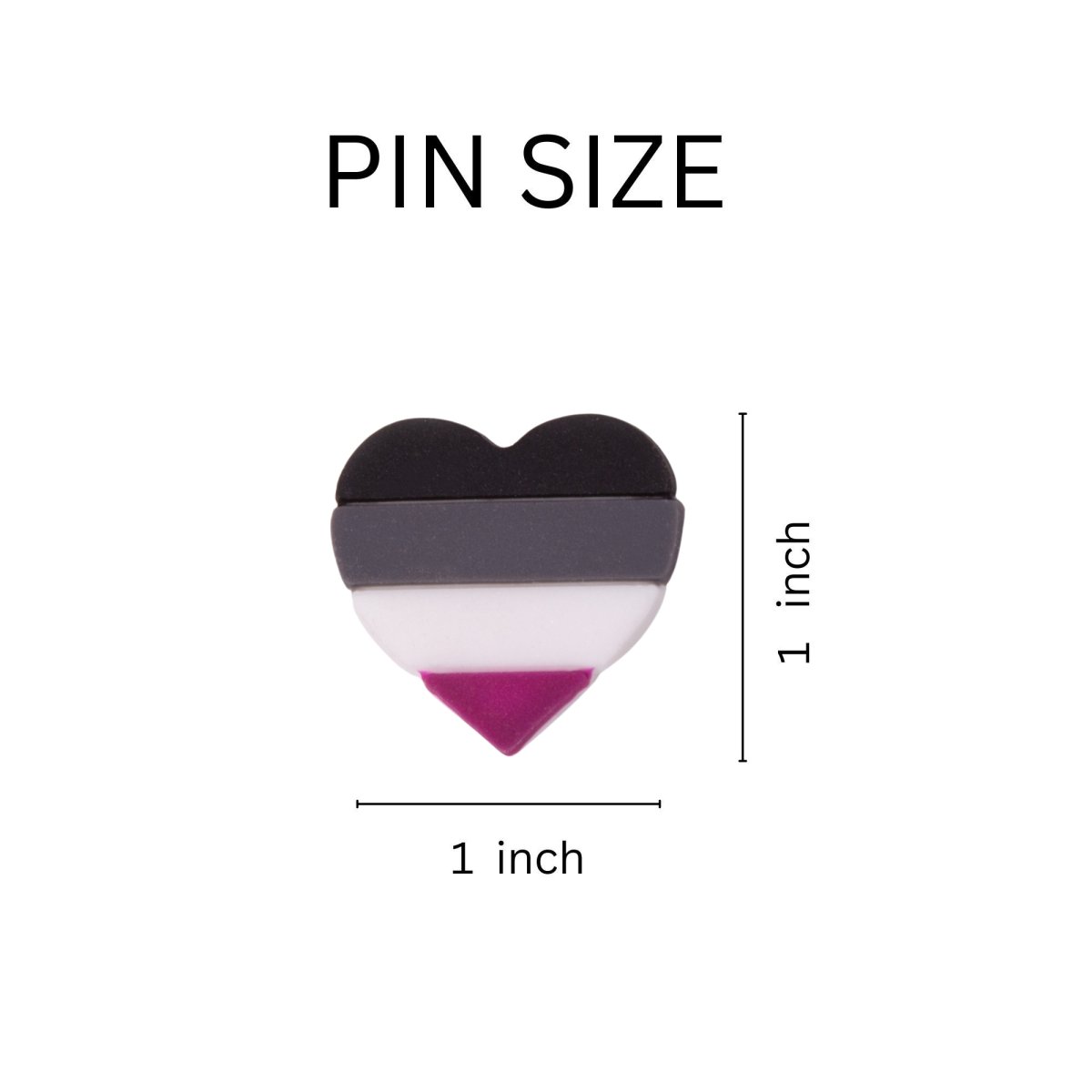 Asexual Heart Shaped Pins, LGBTQ Gay Pride Pins in Bulk