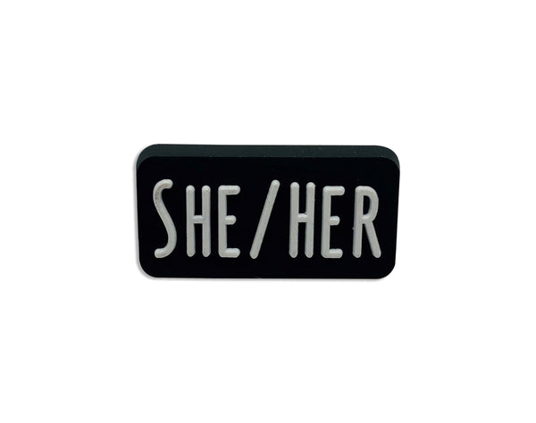 He Him Black Rectangle Silicone Pronoun Pins for Gay Pride