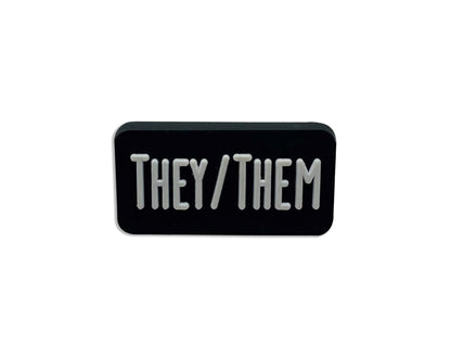 They Them Black Rectangle Silicone Pronoun Pins for Gay Pride