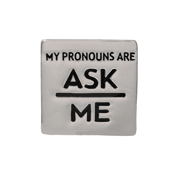 Ask Me My Pronoun Square Pins for Gay Pride, LGBTQ Gay Pride Jewelry