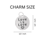 Silver Circle Love Is Love Charm Necklaces, LGBTQ Gay Pride Awareness