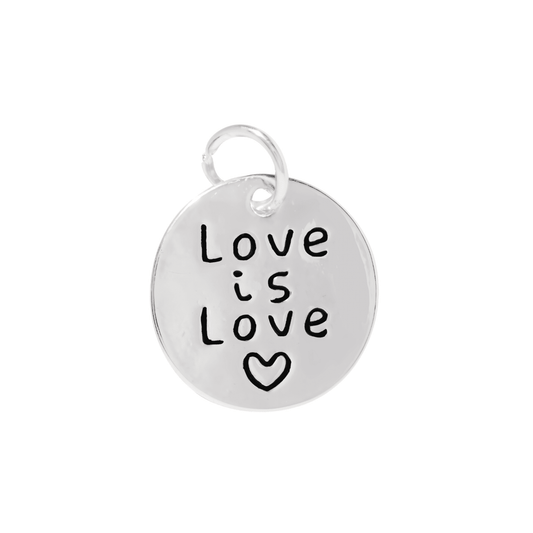 Silver Circle Love Is Love Circle Charms, LGBTQ Gay Pride Jewelry