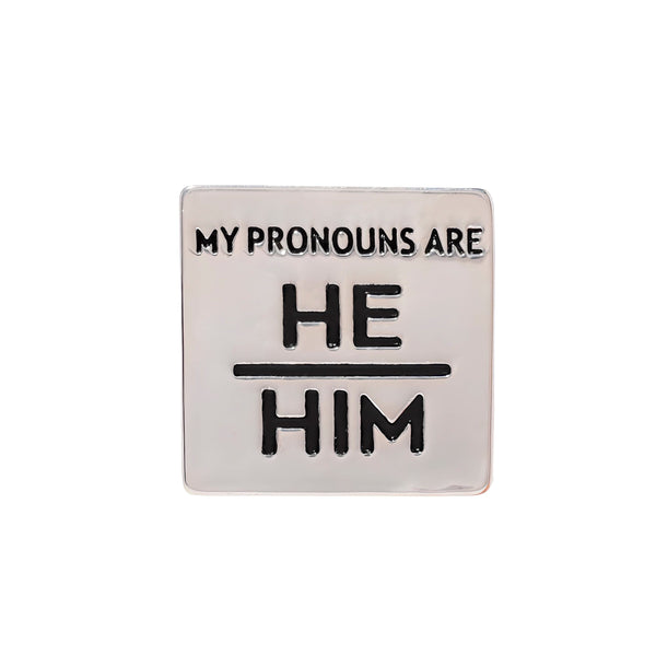 He/Him Square Pronoun Pins for Gay Pride, Wholesale Pronoun Jewelry