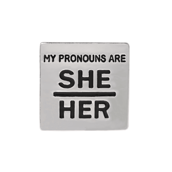 Wholesale She/Her Pronoun Square Pins for Gay Pride, Pronoun Jewelry