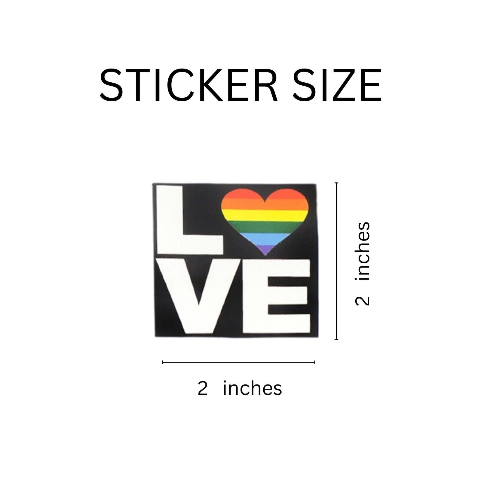 Square Bulk Rainbow Heart Love Stickers, LGBTQ Gay Pride Awareness