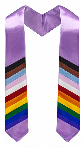 Lavender Graduation Stole with Daniel Quasar Flag Pride