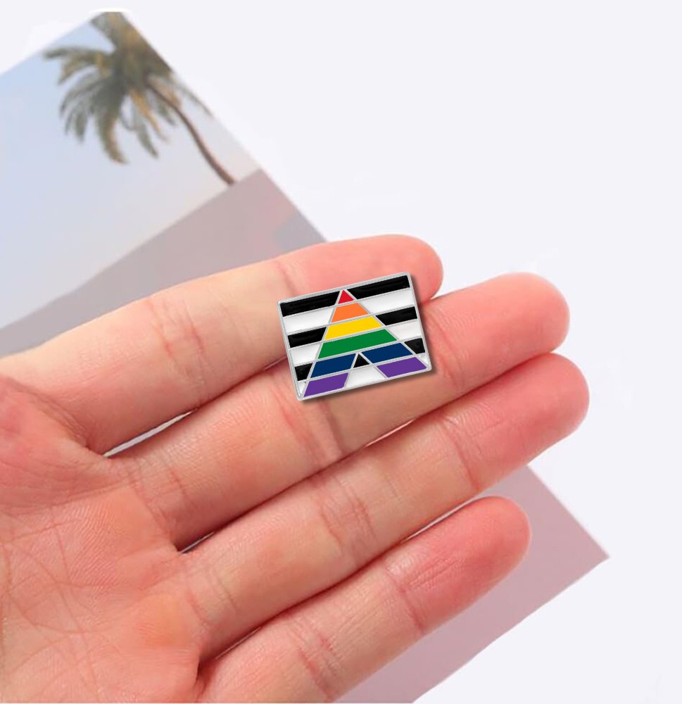 Rectangle Straight Ally LGBTQ Pride Flag Pins in Bulk