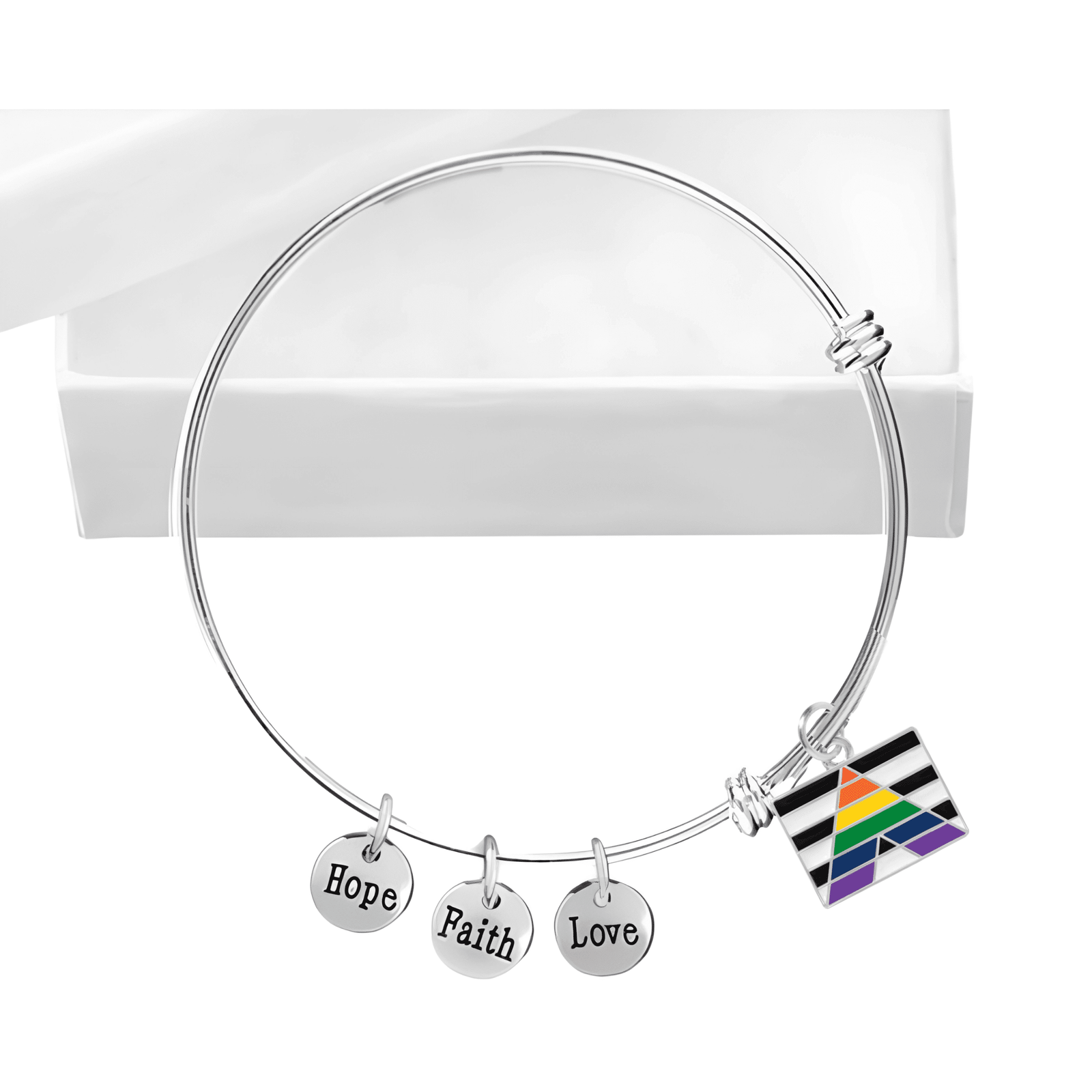 Straight Ally Rectangle Flag Retractable Charm Bracelet