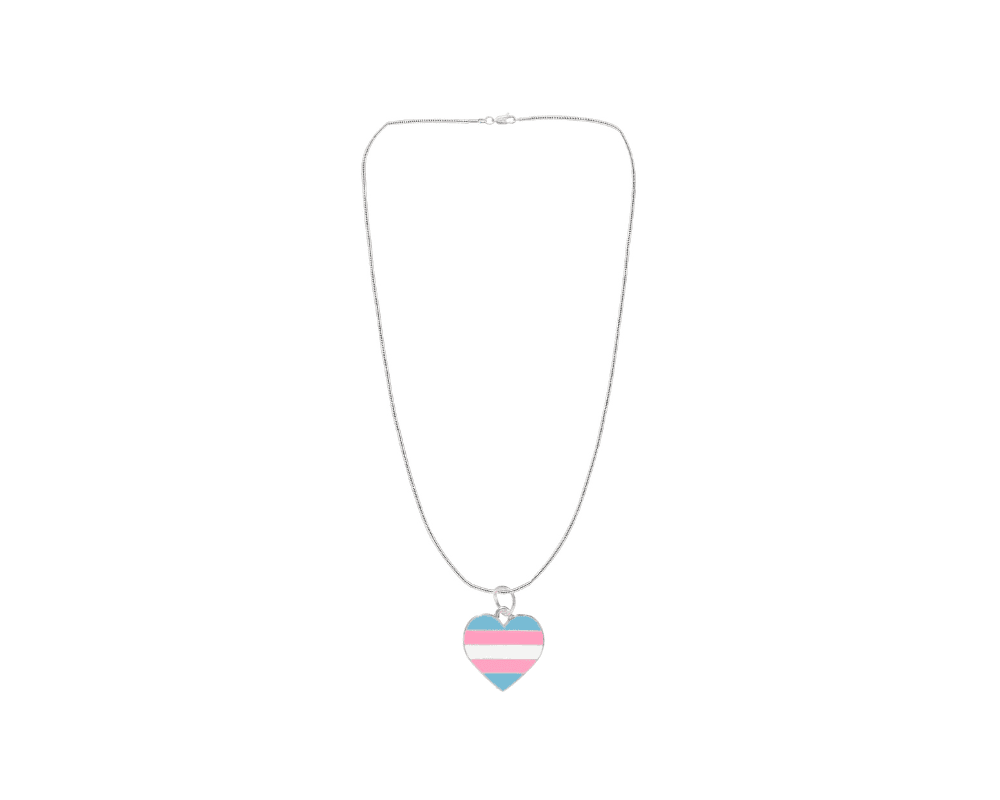 Transgender Heart Charm Necklaces, LGBTQ Gay Pride Awareness