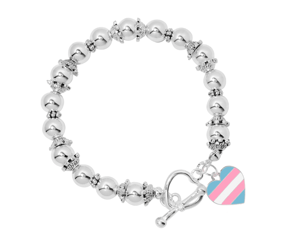 Transgender Heart-Shaped Flag Beaded Charm Bracelets, LGBTQ