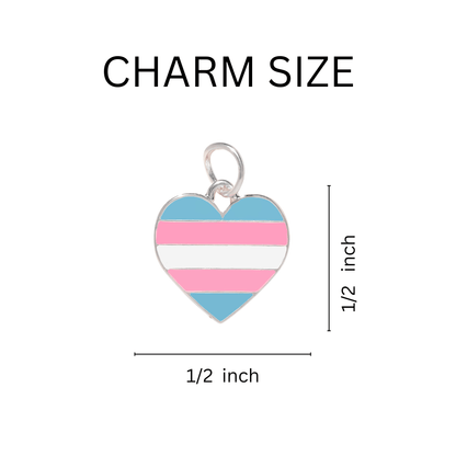 Transgender Heart Shaped Flag Silver Rope Bracelets - We Are Pride