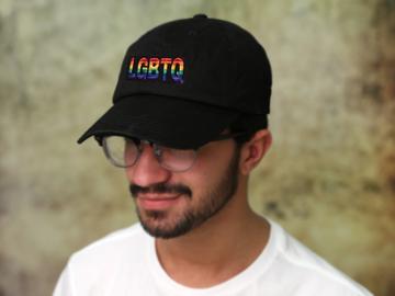 Bulk Embroidered LGBTQ Rainbow Baseball Hats in Black - We Are Pride Wholesale