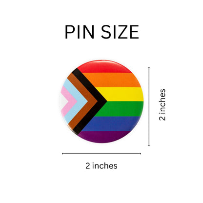 Round Daniel Quasar "Progress Pride" Rainbow Flag Button Pins - We Are Pride Wholesale