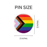 Round Daniel Quasar "Progress Pride" Rainbow Flag Button Pins - We Are Pride Wholesale