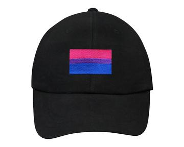 Bisexual Bulk Embroidered Rectangle Flag Hats in Black - We Are Pride