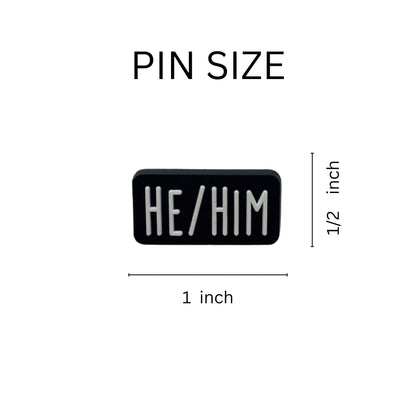 He Him Black Rectangle Silicone Pronoun Pins for Gay Pride