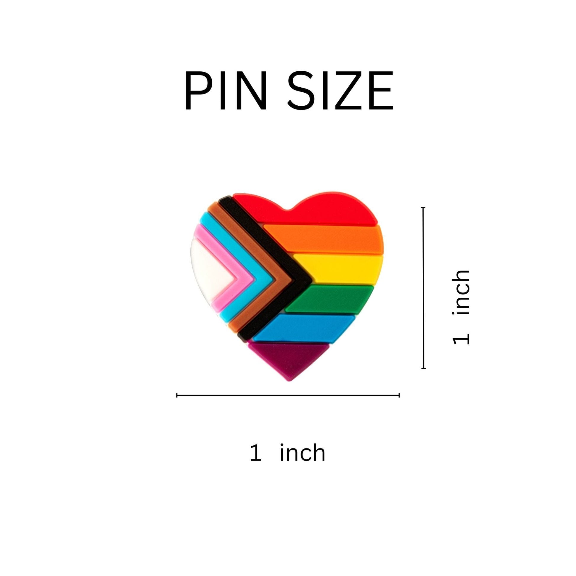 "Progress Pride" Daniel Quasar Heart Silicone Pins, Cheap LGBTQ Pins